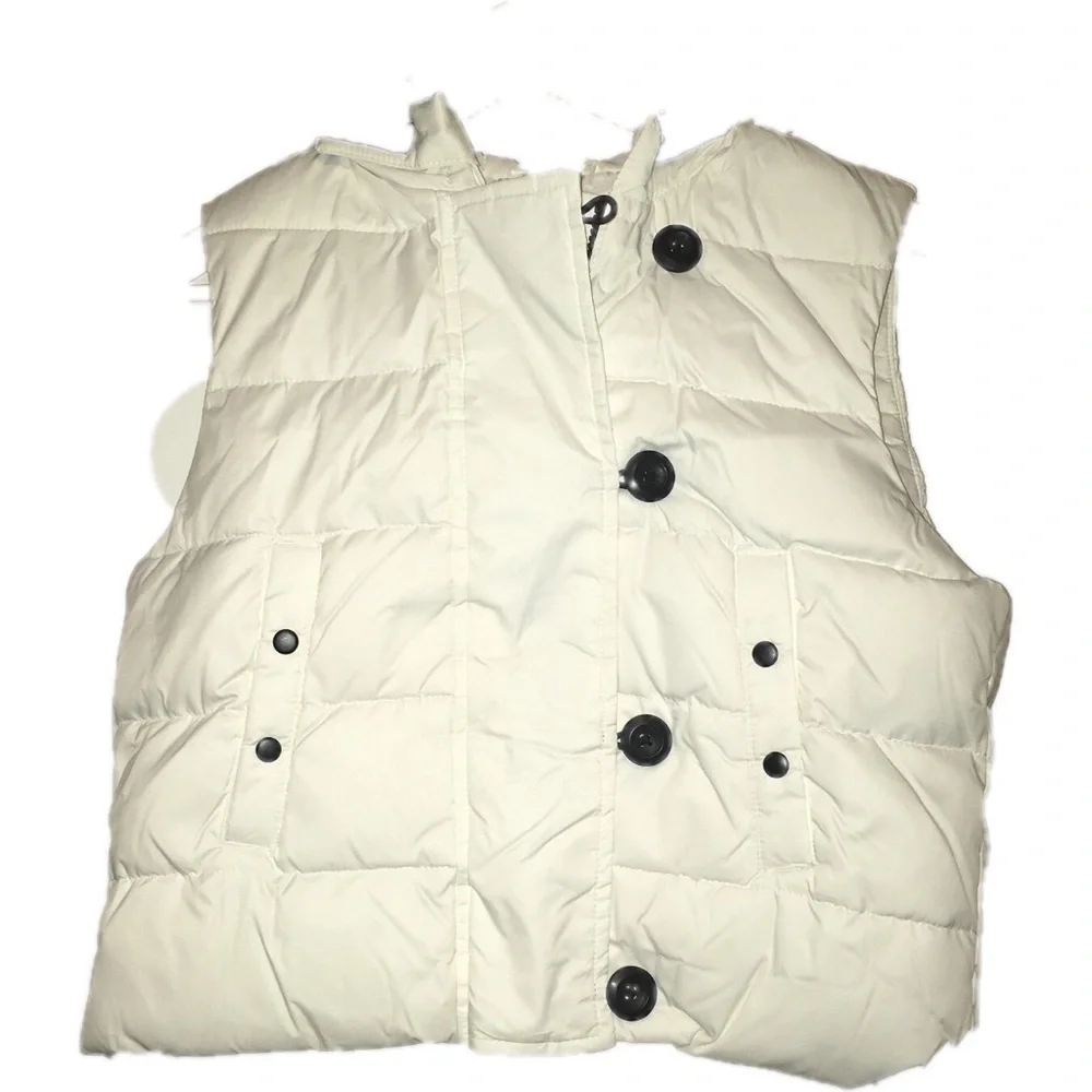 Gap Small Faux Fur Down Puffer Vest Warm Hood